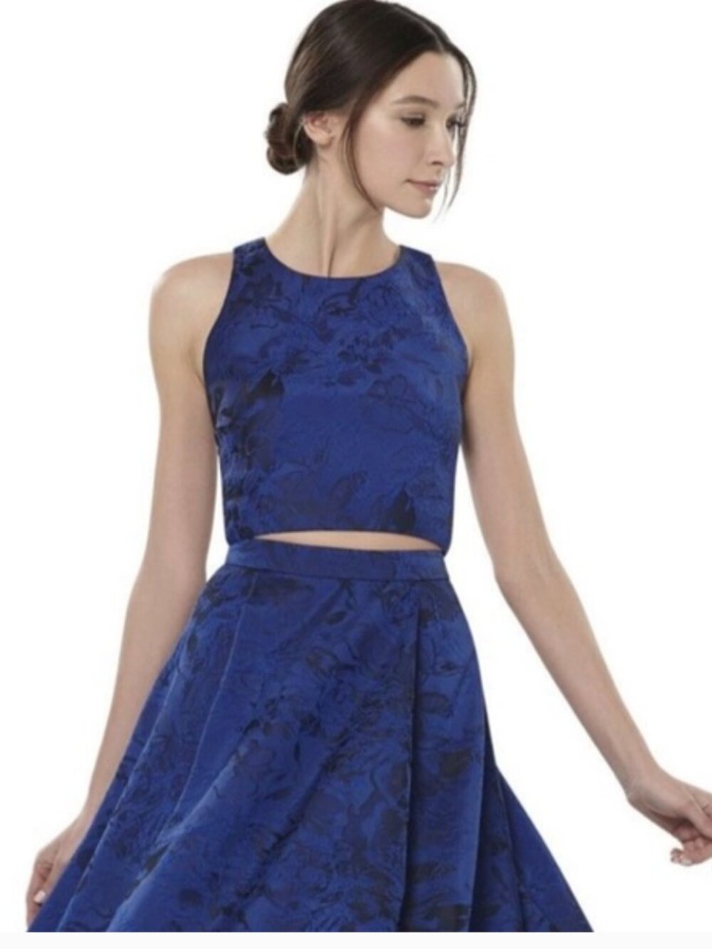 Alice + Olivia Kesten Cobalt Blue Jacquard Sleeveless Crop Tank 8